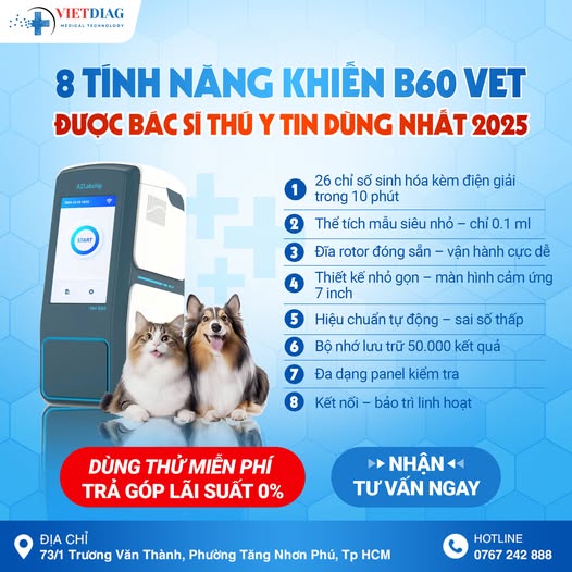Máy xét nghiệm sinh hóa thú y B60 Vet